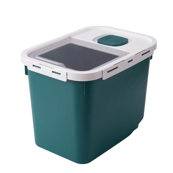 HKM-5735613 Moisture-Proof Pet Food Storage Barrel - 12L Capacity, Green/Orange/White