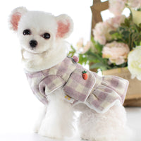 HKM-5735997 Plaid Two-Legged Dog Skirt in Purple Powder and Khaki