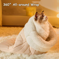 HKM-5736253 Cozy Plush Cat Sleeping Bag - Soft Fluffy Hideaway for Indoor Cats and Kittens