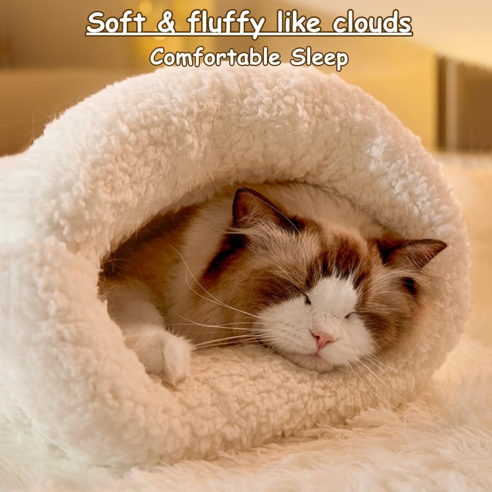 HKM-5736253 Cozy Plush Cat Sleeping Bag - Soft Fluffy Hideaway for Indoor Cats and Kittens