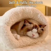 HKM-5736253 Cozy Plush Cat Sleeping Bag - Soft Fluffy Hideaway for Indoor Cats and Kittens