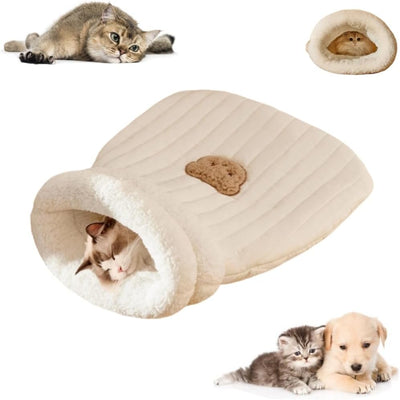 HKM-5736253 Cozy Plush Cat Sleeping Bag - Soft Fluffy Hideaway for Indoor Cats and Kittens