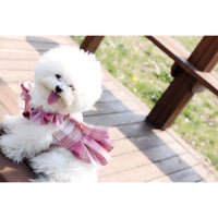 HKM-5737021 Plaid Bow Tie Skirt Dress with Hair Band for Various Sizes
