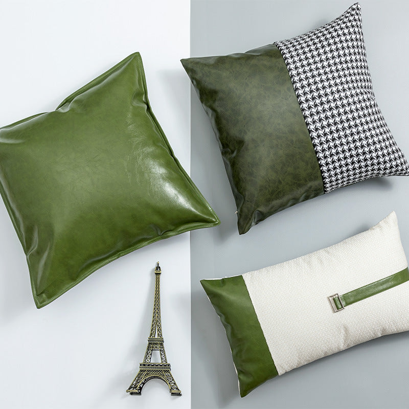 HKM-573715 Modern Plain PU Leather Cushion Cover for Living Room Décor