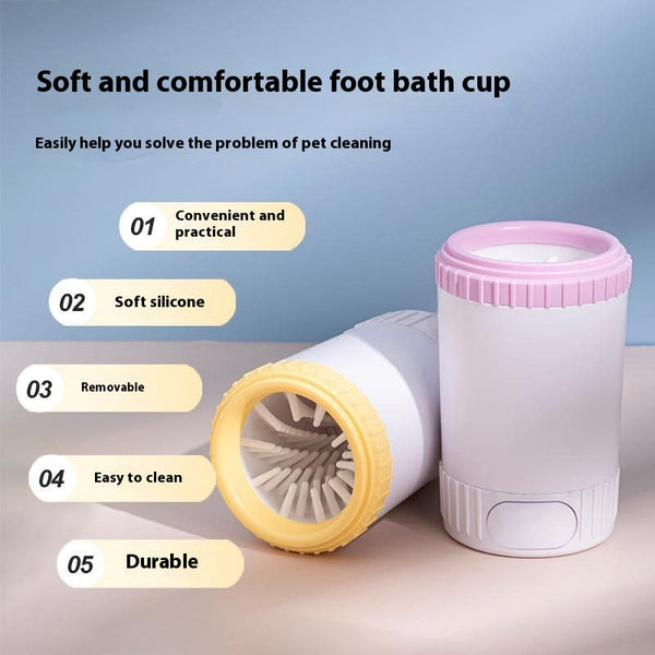 HKM-5737277 Automatic Pet Foot Washing Cup for Dogs - Plastic Cleaning Tool in Light Gray, Bright Yellow, and Bass Pink