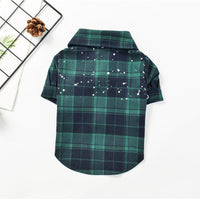 HKM-5737789 Casual Cotton Plaid Shirt for Pets in Green and Gray, Sizes XS to XXL