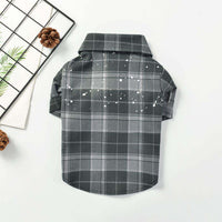 HKM-5737789 Casual Cotton Plaid Shirt for Pets in Green and Gray, Sizes XS to XXL
