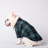 HKM-5737789 Casual Cotton Plaid Shirt for Pets in Green and Gray, Sizes XS to XXL