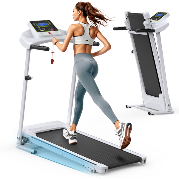 HKM-573843 Foldable Electric Treadmill with 2.5HP Motor, 12KMH Speed, Incline, Bluetooth, Heart Rate Sensor, and Cup Holder for Home Fitness