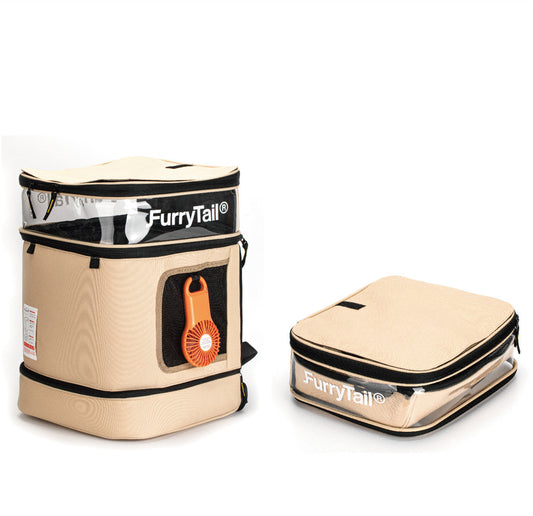 HKM-5739069 Large-Capacity Breathable Cat Backpack in Light Gold Khaki, Ideal for Cats and Small Pets