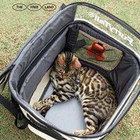 HKM-5739069 Large-Capacity Breathable Cat Backpack in Light Gold Khaki, Ideal for Cats and Small Pets
