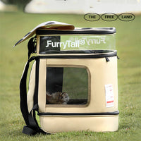 HKM-5739069 Large-Capacity Breathable Cat Backpack in Light Gold Khaki, Ideal for Cats and Small Pets