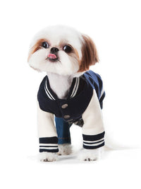 HKM-5740477 Dark Blue Pet Dog and Cat Sweater – Baseball Uniform Style in Various Sizes