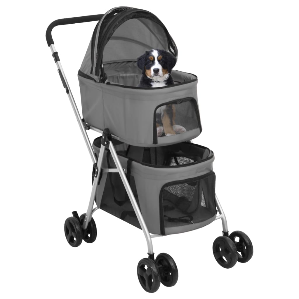 HKM-5740861 Foldable Dog Stroller for Two Pets with Sunshade - Lightweight and Portable Design