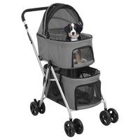 HKM-5740861 Foldable Dog Stroller for Two Pets with Sunshade - Lightweight and Portable Design