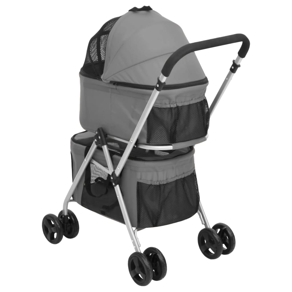 HKM-5740861 Foldable Dog Stroller for Two Pets with Sunshade - Lightweight and Portable Design