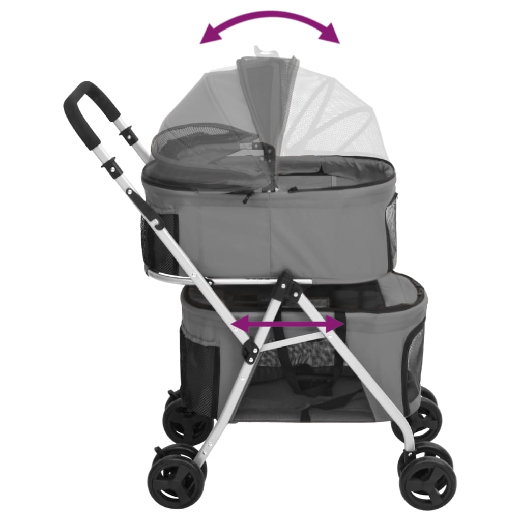 HKM-5740861 Foldable Dog Stroller for Two Pets with Sunshade - Lightweight and Portable Design