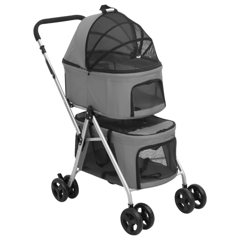 HKM-5740861 Foldable Dog Stroller for Two Pets with Sunshade - Lightweight and Portable Design