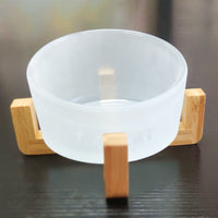 HKM-5741373 Oblique Glass Bowl for Cats and Dogs - High Borosilicate Glass, 164x98 mm, Anti-Tipping Design