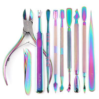 HKM-574291 Electroplated Nail Clippers with Dead Skin Fork Tweezers and Manicure Polishing Tool