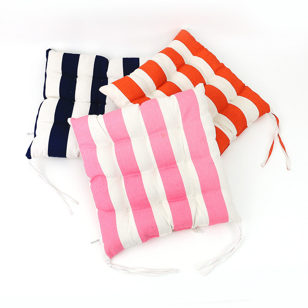HKM-574355 Breathable Canvas Dining Chair Cushion with Striped Pattern – Available in Pink, Navy Blue, and Orange, 45x45cm