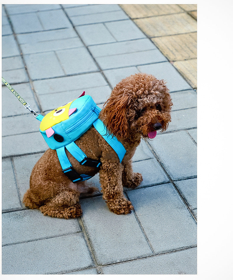 HKM-5744445 Cartoon Pattern Oxford Pet Backpack with Chest Strap - Available in Blue and Orange