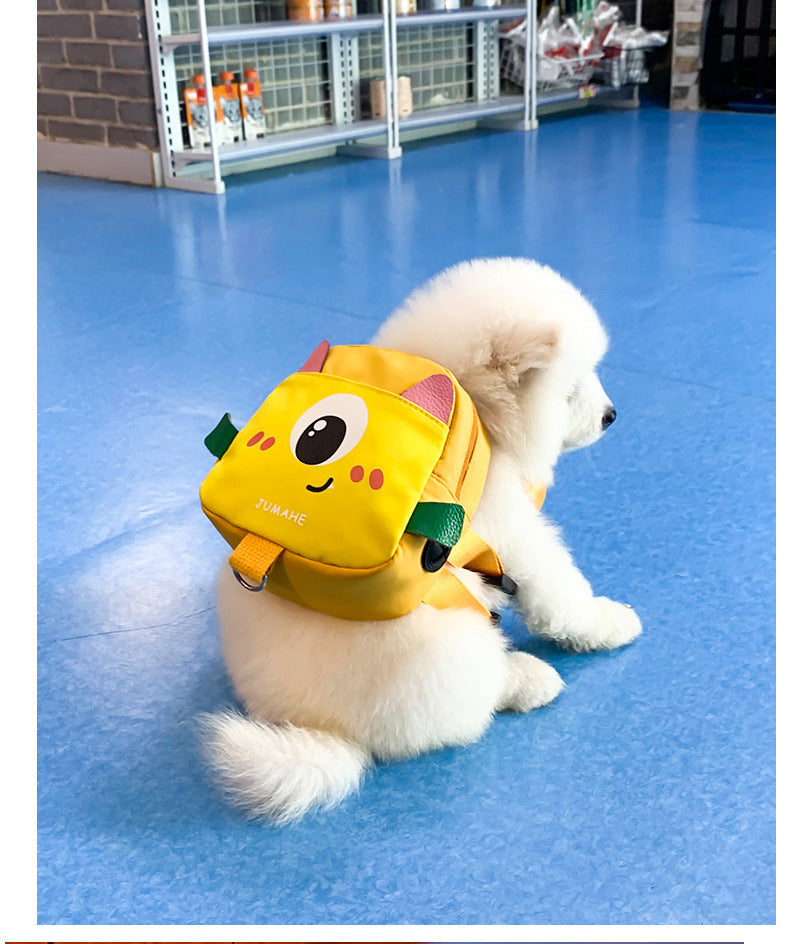 HKM-5744445 Cartoon Pattern Oxford Pet Backpack with Chest Strap - Available in Blue and Orange