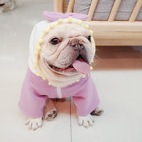 HKM-574483 Purple Fleece Bow Sweater for Dogs - Autumn & Winter Wear, Size S/M/L/XL