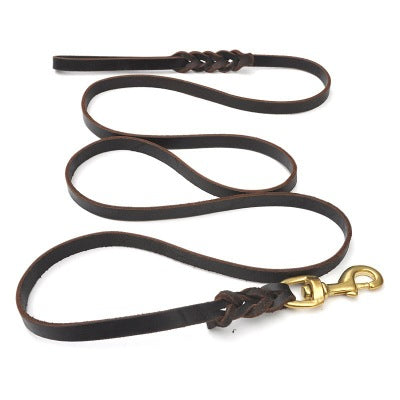 HKM-5744957 Leather Traction Rope for Large Dogs - Available in 1.5m, 2.0m, 2.5m, and 3.0m Lengths
