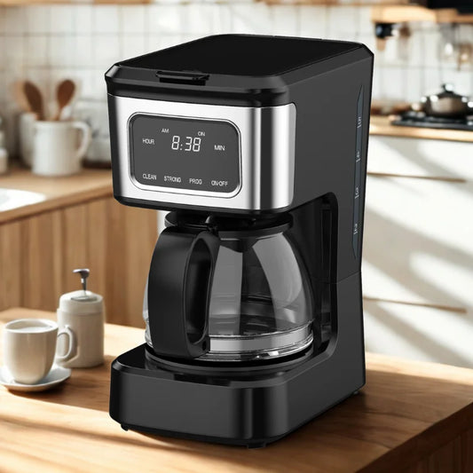 HKM-574547 6-Cup High Glass Coffee Maker with Touch Screen and Non-Stick Warming Plate