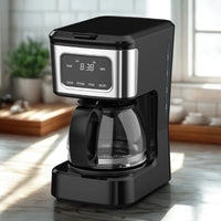HKM-574547 6-Cup High Glass Coffee Maker with Touch Screen and Non-Stick Warming Plate