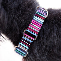 HKM-5747133 Color Stripe Digital Printing Pet Walking Collar in Purple Arrow Gradient, Casual Polyester Design, Various Sizes Available