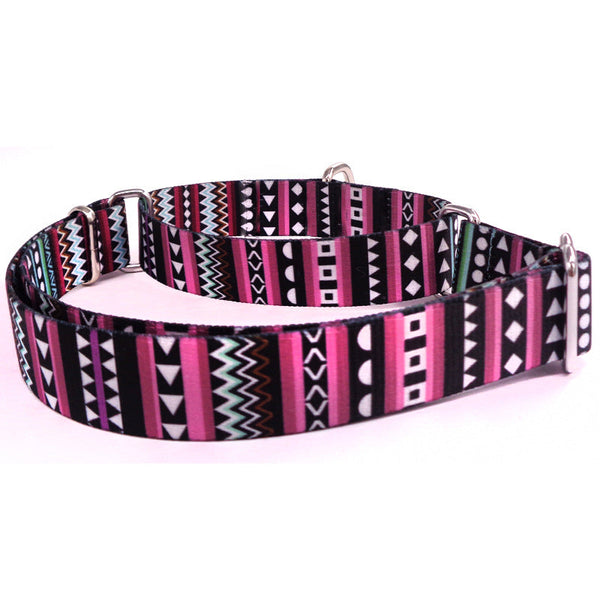 HKM-5747133 Color Stripe Digital Printing Pet Walking Collar in Purple Arrow Gradient, Casual Polyester Design, Various Sizes Available