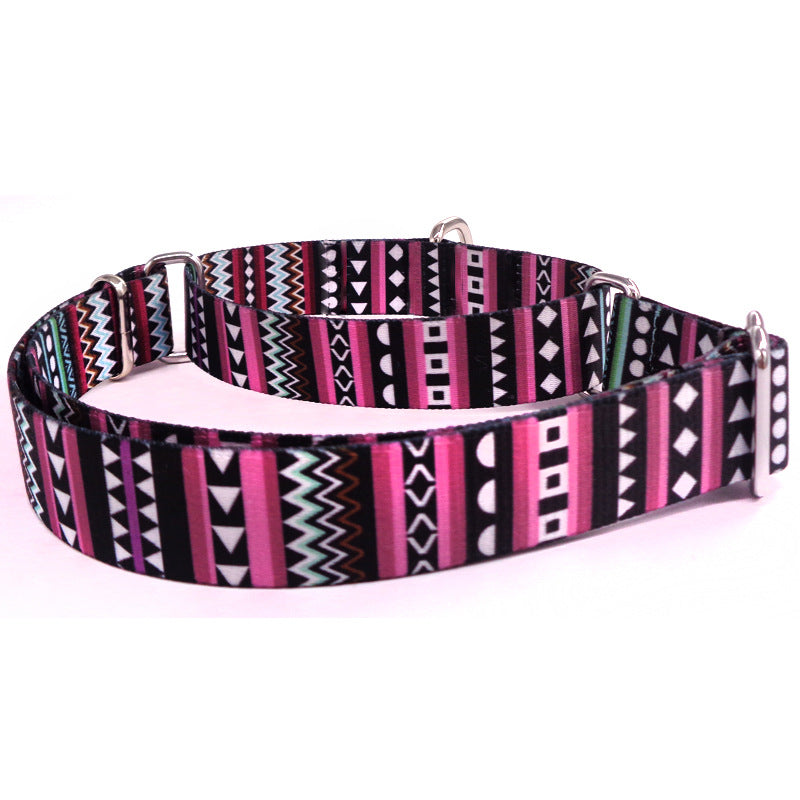 HKM-5747133 Color Stripe Digital Printing Pet Walking Collar in Purple Arrow Gradient, Casual Polyester Design, Various Sizes Available