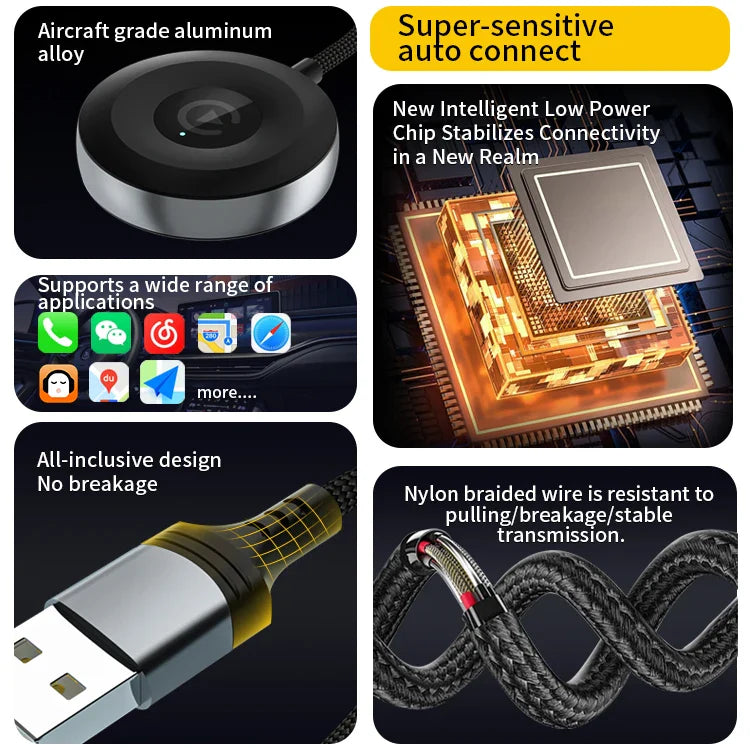 HKM-574867 Wireless CarPlay and Android Auto Adapter for Easy In-Car Connectivity