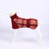HKM-5749309 Warm Plaid Cotton Linen Pet Jacket for Small to Medium Dogs - Windproof & Adjustable