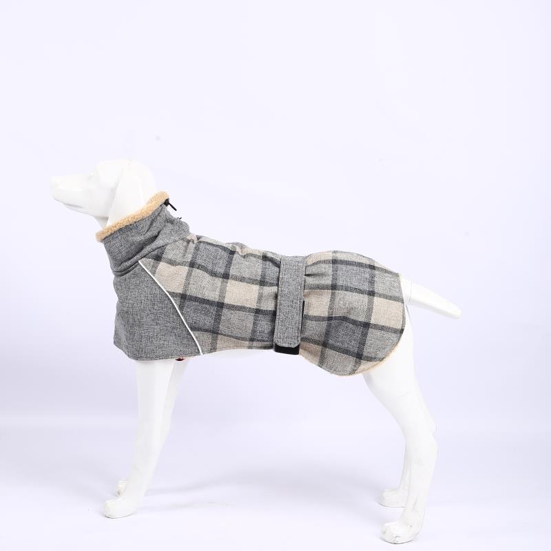 HKM-5749309 Warm Plaid Cotton Linen Pet Jacket for Small to Medium Dogs - Windproof & Adjustable