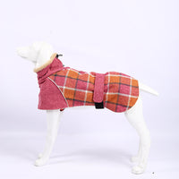 HKM-5749309 Warm Plaid Cotton Linen Pet Jacket for Small to Medium Dogs - Windproof & Adjustable