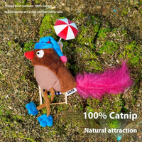 HKM-5750589 Catnip-Filled Bird Cat Teaser Toy - Fleece Cloth & Woven Fabric Designs