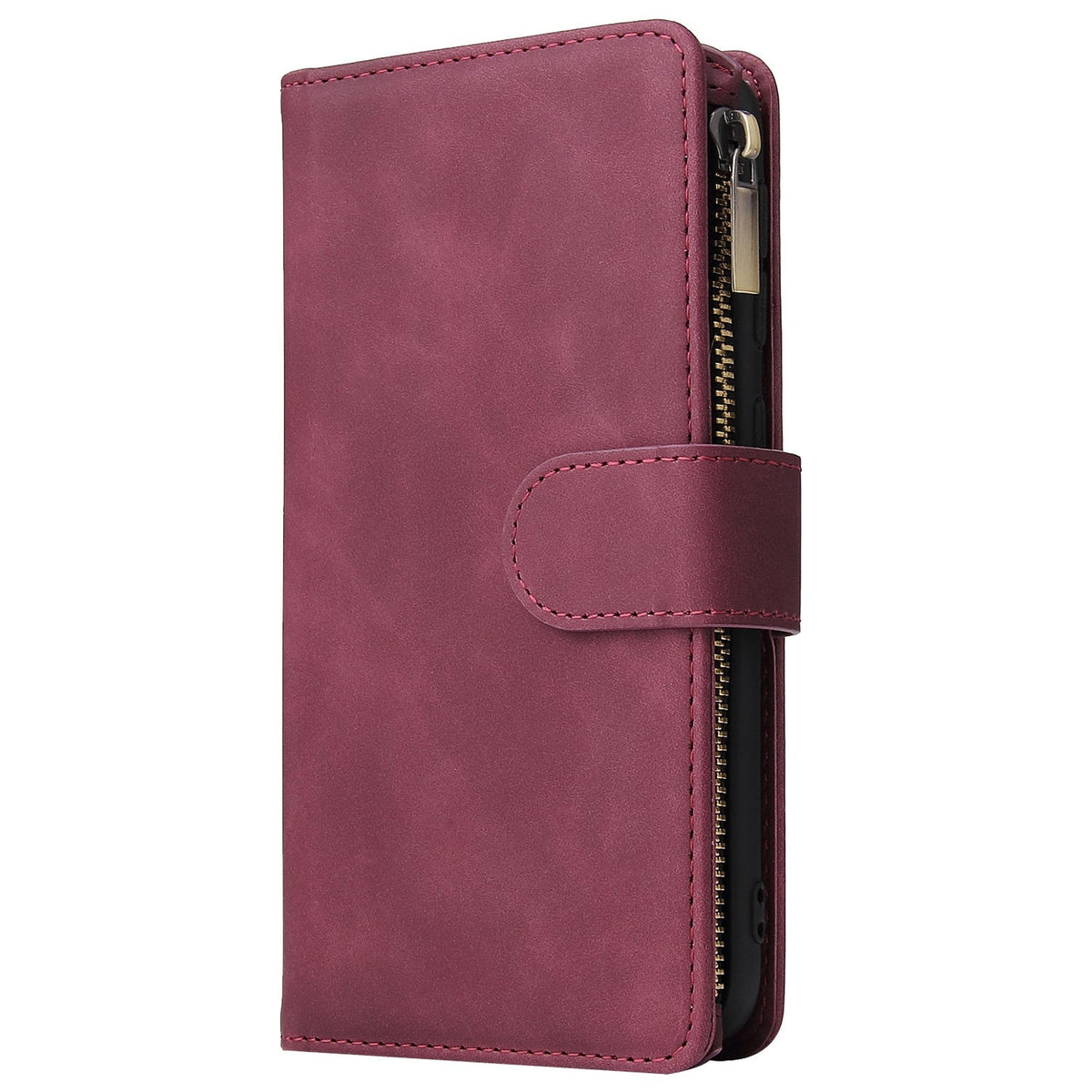 HKM-575059 Retro Frosted Leather Zipper Wallet Case for Samsung Devices