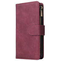 HKM-575059 Retro Frosted Leather Zipper Wallet Case for Samsung Devices