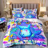 HKM-575123 Cartoon Frog and Salamander Three-Piece Kids Bedding Set, Available in Multiple Sizes
