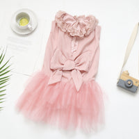 HKM-5751485 Chiffon Princess Skirt for Pets in White and Lotus Root Pink ¨C Sizes M to 5XL