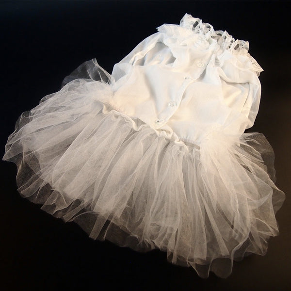 HKM-5751485 Chiffon Princess Skirt for Pets in White and Lotus Root Pink ¨C Sizes M to 5XL