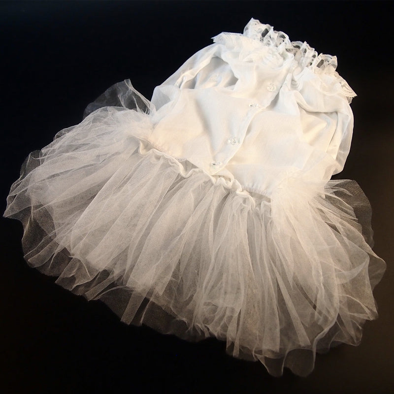 HKM-5751485 Chiffon Princess Skirt for Pets in White and Lotus Root Pink ¨C Sizes M to 5XL