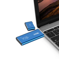 HKM-575187 M.2 NGFF Solid State Drive Enclosure - USB 3.0 Aluminum Case in Metallic Gray/Tech Blue