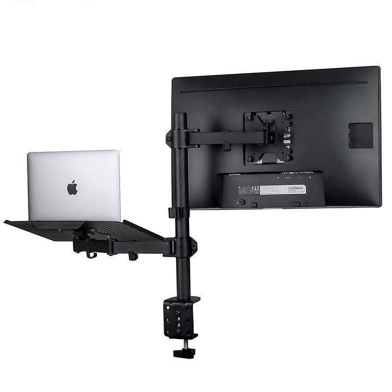 HKM-575187 Multi-function Metal Dual Screen Monitor Stand for Laptop and Keyboard, Black