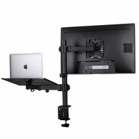 HKM-575187 Multi-function Metal Dual Screen Monitor Stand for Laptop and Keyboard, Black