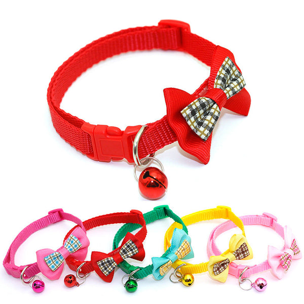 HKM-5752893 Stylish Bow Tie Pet Collar with Bells - Available in Multiple Colors