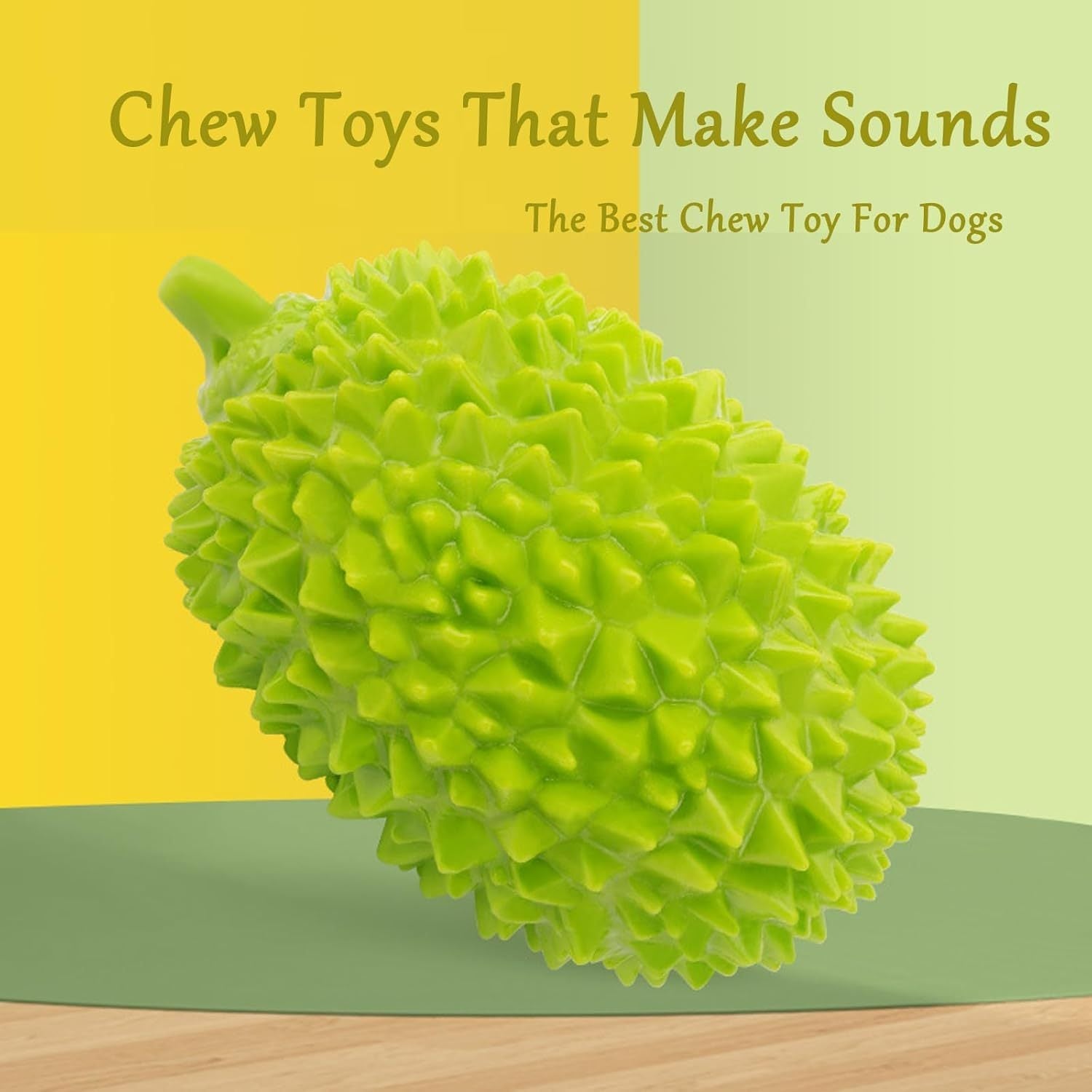 HKM-5754173 Durian-Shaped Chew Toy for Dogs - Squeaky Dental Toy for Small to Medium Pets, Milk-Flavored, Teeth Cleaning and Training